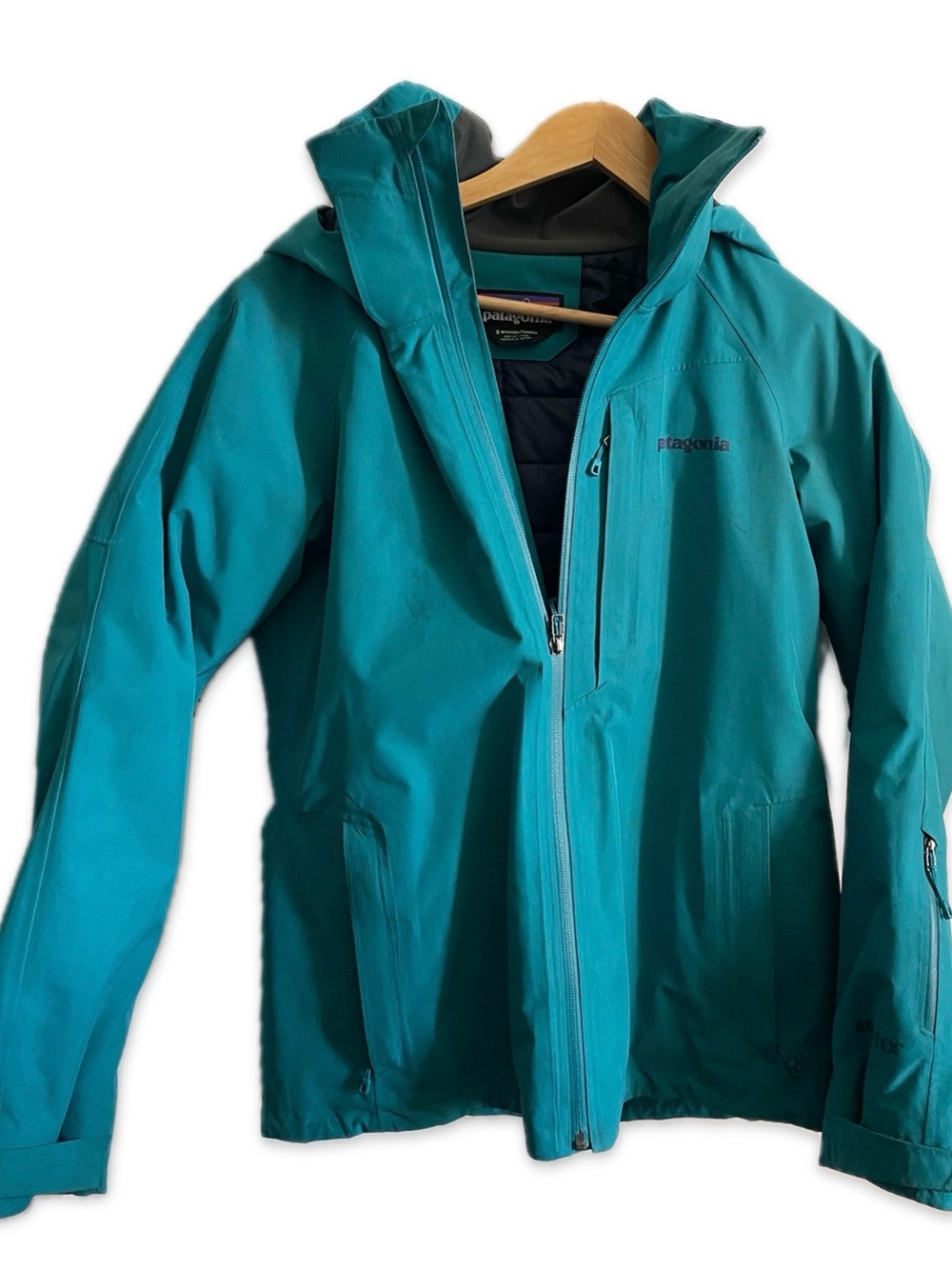 Patagonia Teal Waterproof Hooded Ski Jacket